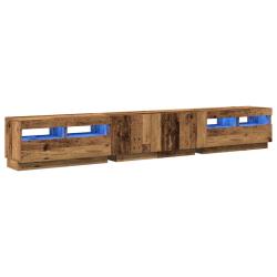 Lot de 3 meubles TV avec lumi&egrave;res LED design &eacute;l&eacute;gant 260 x 35 x 40 cm en bois d'ing&eacute;nierie vieux bo