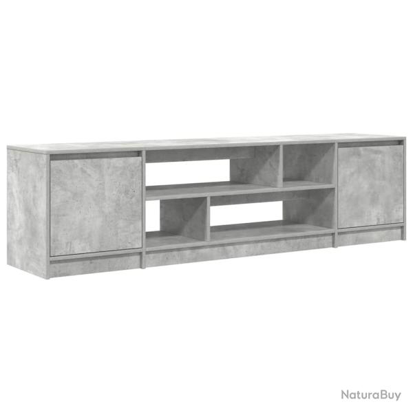 Meuble TV moderne avec grand rangement salon 188,5 x 41 x 50 cm en bois d'ing�nierie gris b�ton 02_