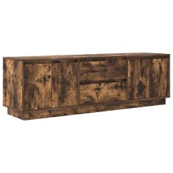 Meuble TV avec lumi&egrave;res LED rangement pratique 160,5 x 41 x 50 cm en bois d'ing&eacute;nierie ch&ecirc;ne fum&eacute; 0