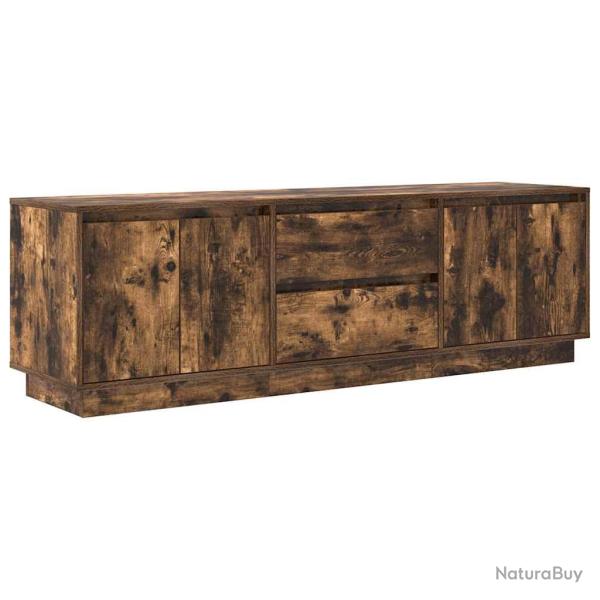 Meuble TV avec lumi�res LED rangement pratique 160,5 x 41 x 50 cm en bois d'ing�nierie ch�ne fum� 0