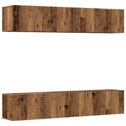 Lot de 4 meubles TV muraux modernes rangement pratique 80 x 30 x 30 cm en bois d'ing&eacute;nierie vieux b