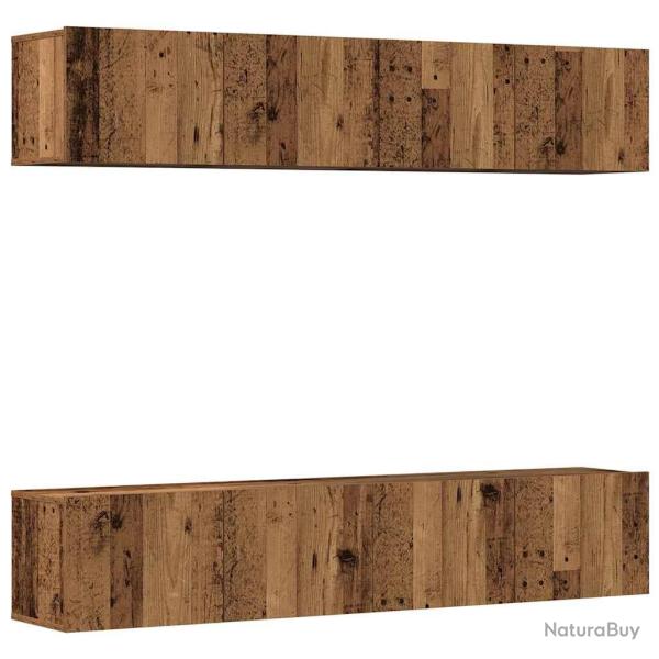 Lot de 4 meubles TV muraux modernes rangement pratique 80 x 30 x 30 cm en bois d'ing�nierie vieux b