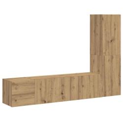 Lot de 3 meubles TV muraux design moderne rangement pratique 30,5 x 100 x 110 cm en bois d'ing&eacute;nier