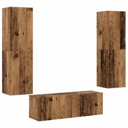 Lot de 3 meubles TV muraux modernes 100 x 30 x 30 cm design &eacute;pur&eacute; ambiance cosy en bois d'ing&eacute;nieri
