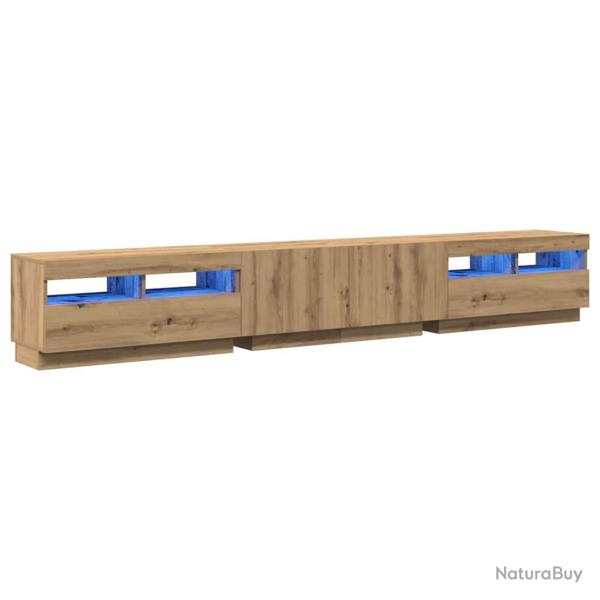 Lot de 3 meubles TV modulables avec �clairage LED 260 x 35 x 40 cm ambiance cosy moderne en bois d'