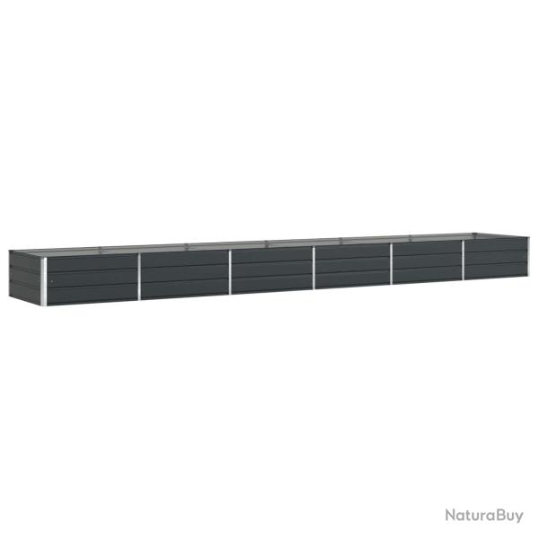 Jardini�re moderne en acier galvanis� 195 x 100 x 45 cm usage ext�rieur esth�tique durable en anthr