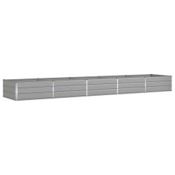 Jardini&egrave;re moderne industrielle pour ext&eacute;rieur 195 x 100 x 45 cm en acier galvanis&eacute; gris clair 02_0
