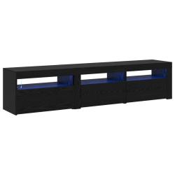 Lot de 2 meubles TV minimalistes avec &eacute;clairage LED rangement 180 x 35 x 40 cm en bois d'ing&eacute;nierie