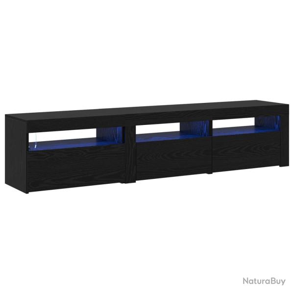 Lot de 2 meubles TV minimalistes avec �clairage LED rangement 180 x 35 x 40 cm en bois d'ing�nierie