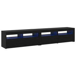 Lot de 2 meubles TV design minimaliste avec &eacute;clairage LED 210 x 35 x 40 cm en bois d'ing&eacute;nierie noi