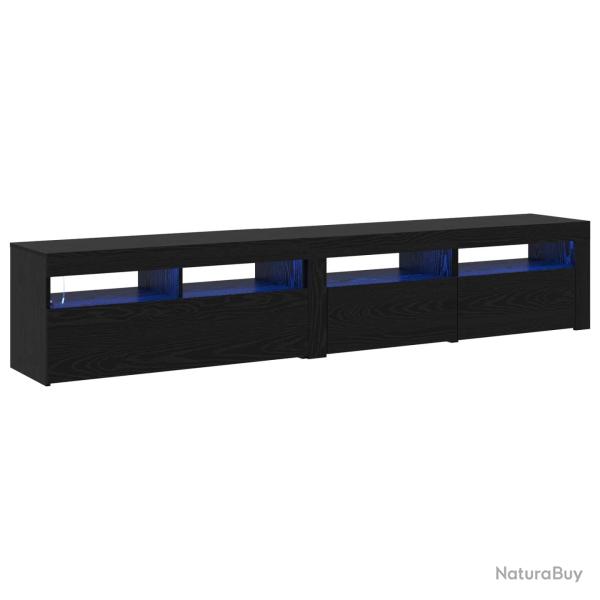 Lot de 2 meubles TV design minimaliste avec �clairage LED 210 x 35 x 40 cm en bois d'ing�nierie noi