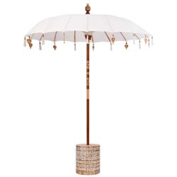Parasol balinais avec base ext&eacute;rieur 185 x 185 x 260 cm ombre apaisante design chic en coton cr&egrave;me