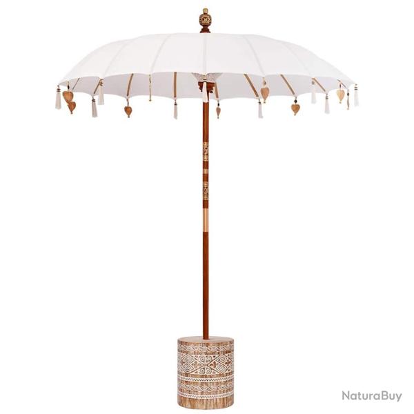 Parasol balinais avec base ext�rieur 185 x 185 x 260 cm ombre apaisante design chic en coton cr�me