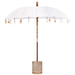 Parasol balinais rond ext&eacute;rieur 215 x 215 x 260 cm ombre apaisante style chic en coton cr&egrave;me 02_005