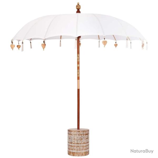 Parasol balinais rond ext�rieur 215 x 215 x 260 cm ombre apaisante style chic en coton cr�me 02_005