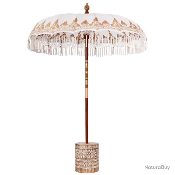 Parasol balinais de jardin ext�rieur 185 x 185 x 260 cm grande couverture apaisante en coton cr�me