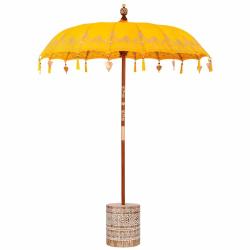 Parasol balinais rond pour jardin terrasse 185 x 185 x 260 cm ambiance cosy style tropical en bois