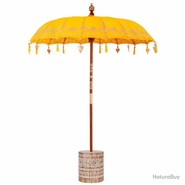 Parasol balinais rond pour jardin terrasse 185 x 185 x 260 cm ambiance cosy style tropical en bois