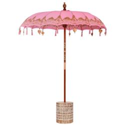 Parasol balinais design tropical jardin 185 x 185 x 260 cm avec base en bois massif rose 02_0055951