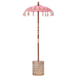 Parasol balinais rond ext&eacute;rieur 95 x 95 x 260 cm style relaxant finition &eacute;l&eacute;gante en coton rose 02_