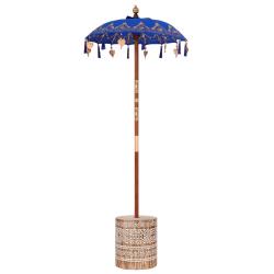 Parasol balinais rond ext&eacute;rieur design zen 95 x 95 x 260 cm en coton bleu 02_0055953