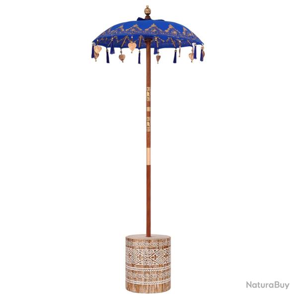 Parasol balinais rond ext�rieur design zen 95 x 95 x 260 cm en coton bleu 02_0055953