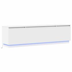 Meuble TV moderne avec rangement 180 x 38 x 49 cm &eacute;clairage LED ambiance contemporaine en bois d'in