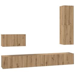 Meuble TV mural 4 pcs rangement pratique design minimaliste salon 200 x 30 x 30 cm en bois d'ing&eacute;ni