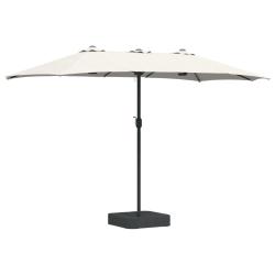 Parasol de jardin pliable moderne avec &eacute;clairage LED 385 x 209 x 244 cm en polyester sable 02_00586