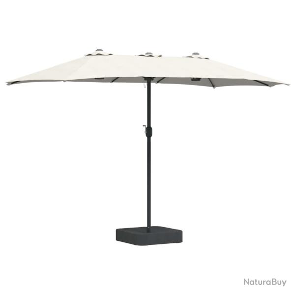 Parasol de jardin pliable moderne avec �clairage LED 385 x 209 x 244 cm en polyester sable 02_00586