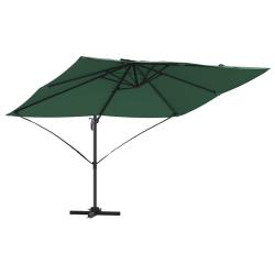 Parasol inclinable rotatif moderne jardin terrasse 351 x 250 x 260 cm en polyester vert 02_0058716