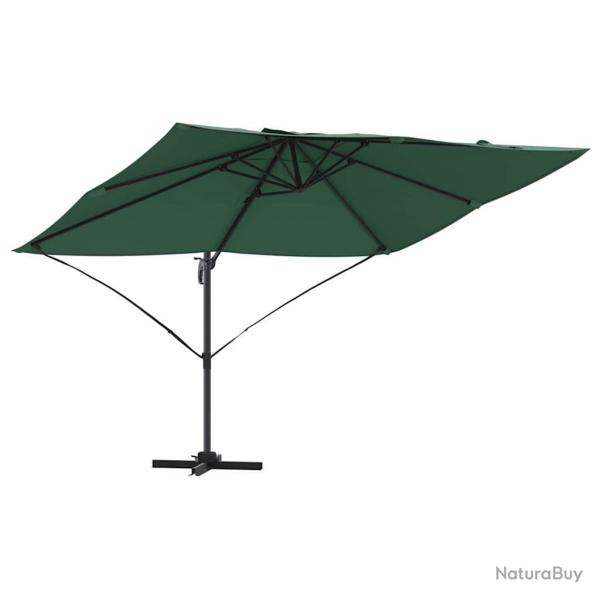 Parasol inclinable rotatif moderne jardin terrasse 351 x 250 x 260 cm en polyester vert 02_0058716