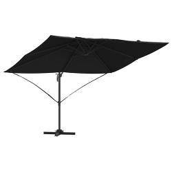 Parasol cantilever contemporain pivotable jardin 351 x 250 x 260 cm en polyester noir 02_0058719