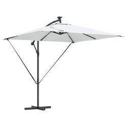 Parasol d&eacute;port&eacute; moderne inclinable ext&eacute;rieur 249 x 249 x 250 cm en acier couleur sable 02_0058771