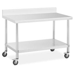 Table &agrave; roulettes inox premium 70 x 120 cm 158 kg dosseret acier inoxydable argent&eacute; 14_0010060