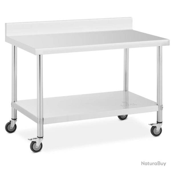 Table � roulettes inox premium 70 x 120 cm 158 kg dosseret acier inoxydable argent� 14_0010060
