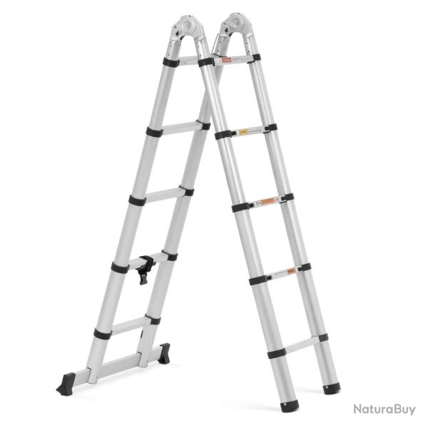 �chelle pliante t�lescopique 12 marches aluminium hauteur : 0,85 1,85/3,80 m aluminium argent m�tal