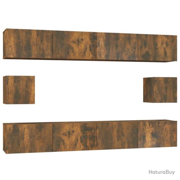 Ensemble de meubles armoire buffet TV t�l�vision salon chambre s�jour 6 pi�ces ch�ne fum� bois d'in