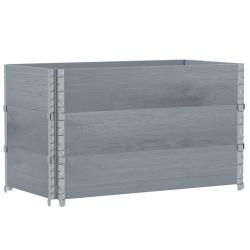 Jardini&egrave;re bac lit sur&eacute;lev&eacute; plantes fleurs terrasse jardin 100 x 50 cm bois massif de pin gris 02_0