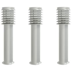 Lampadaires d'ext&eacute;rieur 3 pcs argent&eacute; 60 cm acier inoxydable Argent 02_0042559
