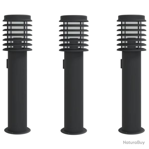 Lampadaires d'ext�rieur avec sortie 3 pcs acier inoxydable noir 02_0042573