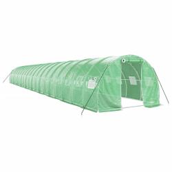 Serre tente abri plante fleur l&eacute;gumes avec cadre en acier 60 m&sup2; 20 x 3 x 2 m vert 02_0044616