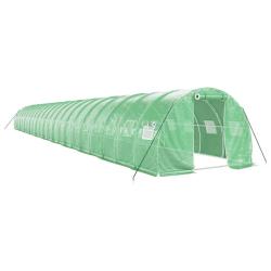 Serre tente abri plante fleur l&eacute;gumes avec cadre en acier 66 m&sup2; 22 x 3 x 2 m vert 02_0044620