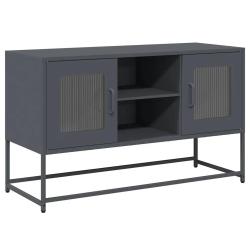 Meuble TV avec grand espace de rangement 100,5 x 39 x 60,5 cm style industriel finition mate en aci