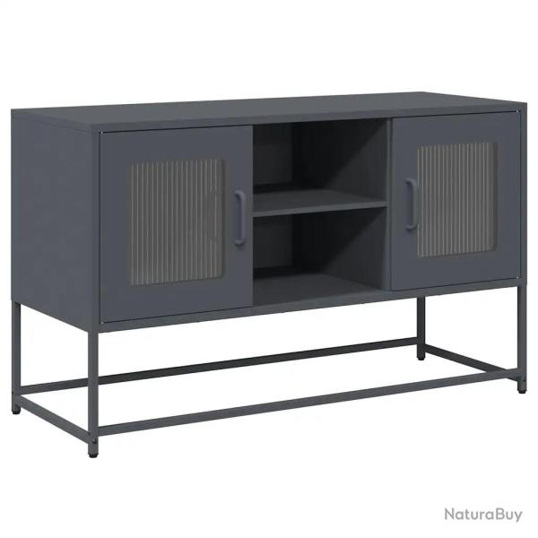 Meuble TV avec grand espace de rangement 100,5 x 39 x 60,5 cm style industriel finition mate en aci