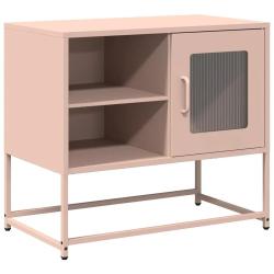 Meuble TV rose avec grand espace de rangement 68 x 39 x 60 cm style industriel en acier rose 02_004
