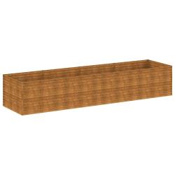 Lit sur&eacute;lev&eacute; de jardin 386 x 100 x 69 cm design d&eacute;coratif acier r&eacute;sistant en corten rouill&eacute; 02_0046