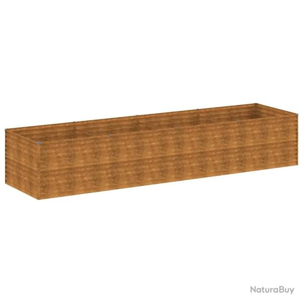 Lit sur�lev� de jardin 386 x 100 x 69 cm design d�coratif acier r�sistant en corten rouill� 02_0046