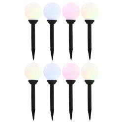 Lot de 8 lampes solaires sph&eacute;riques d&eacute;coratives 15 cm jardin ext&eacute;rieur ambiance cosy en PP blanc 02