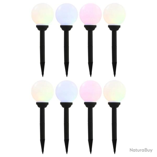 Lot de 8 lampes solaires sph�riques d�coratives 15 cm jardin ext�rieur ambiance cosy en PP blanc 02